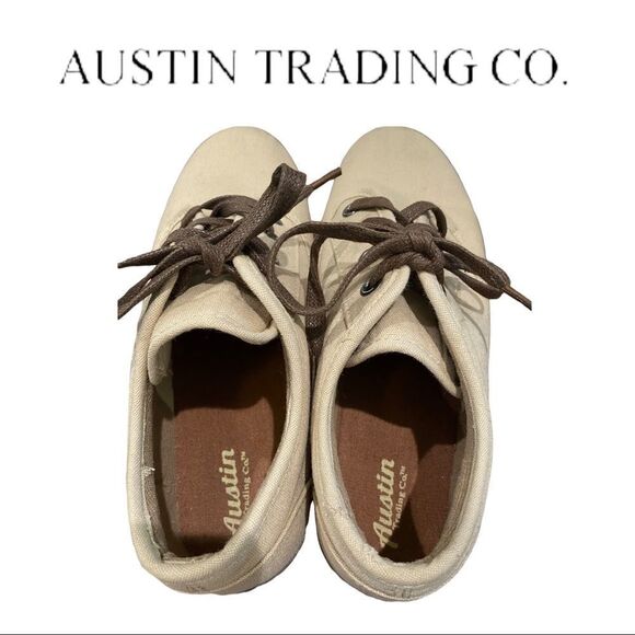 Austin Trading Co. Tan Khaki Canvas Lace Sneakers 6 - Picture 6 of 7